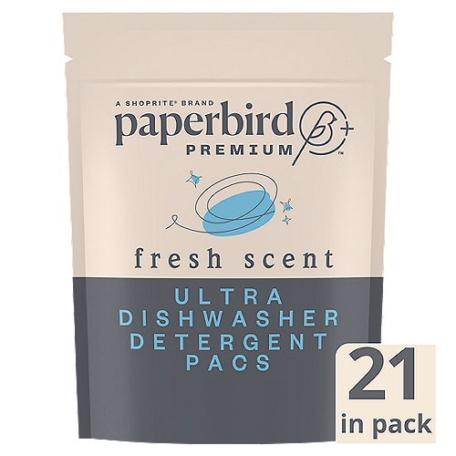 Paperbird Premium Fresh Scent Ultra Dishwasher Detergent Pacs, 21 count, 9.3 oz