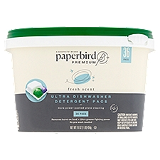 Paperbird Premium Fresh Scent Ultra, Dishwasher Detergent Pacs, 16 Ounce