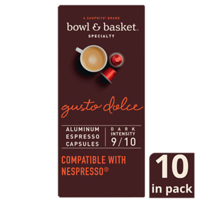 Bowl & Basket Specialty Gusto Dolce Espresso Capsules, 0.194 oz, 10 count