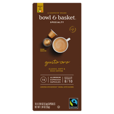 Bowl & Basket Specialty Gusto Oro Espresso Aluminum Capsules, 0.194 oz, 10 count