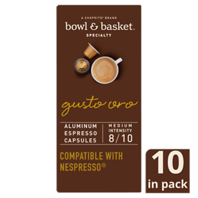 Bowl & Basket Specialty Gusto Oro Espresso Aluminum Capsules, 0.194 oz, 10 count