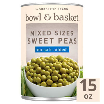 Bowl & Basket No Salt Added Mixed Sizes Sweet Peas, 15 oz