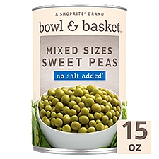 Bowl & Basket No Salt Added Mixed Sizes Sweet Peas, 15 oz, 15 Ounce