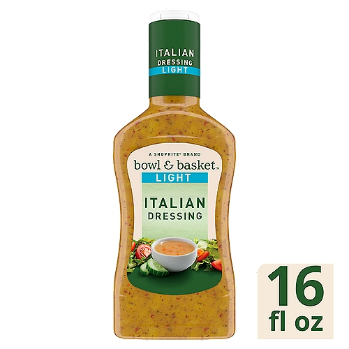 Bowl & Basket Light Italian Dressing, 16 fl oz
This Product Contains 35 Calories and 2.5g Total Fat per Serving. Regular Italian Dressing Contains 70 Calories and 6g Total Fat per Serving.