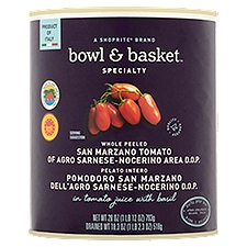 Bowl & Basket Specialty Whole Peeled San Marzano Tomato in Tomato Juice with Basil, 28 oz