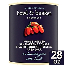 Bowl & Basket Specialty Whole Peeled San Marzano Tomato in Tomato Juice with Basil, 28 oz, 28 Ounce