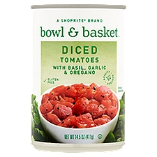 Bowl & Basket Diced Basil, Garlic & Oregano, Tomatoes, 14.5 Ounce