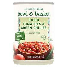 Bowl & Basket Mild Diced, Tomatoes & Green Chilies, 10 Ounce