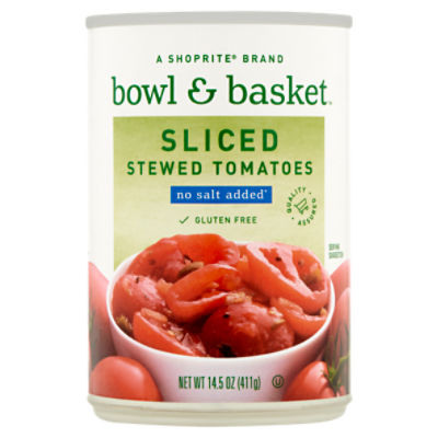 Bowl & Basket No Salt Added Sliced Stewed Tomatoes, 14.5 oz, 14.5 Ounce