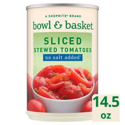 Bowl & Basket No Salt Added Sliced Stewed Tomatoes, 14.5 oz