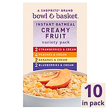 Bowl & Basket Creamy Fruit Instant Oatmeal Variety Pack, 1.23 oz, 10 count