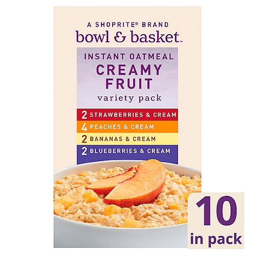 Bowl & Basket Creamy Fruit Instant Oatmeal Variety Pack, 1.23 oz, 10 count