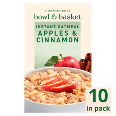 Bowl & Basket Apples & Cinnamon Instant Oatmeal, 1.23 oz, 10 count, 12.35 Ounce