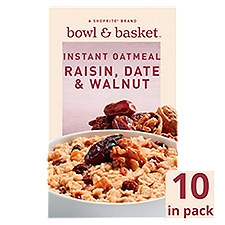 Bowl & Basket Raisin, Date & Walnut, Instant Oatmeal, 13 Ounce