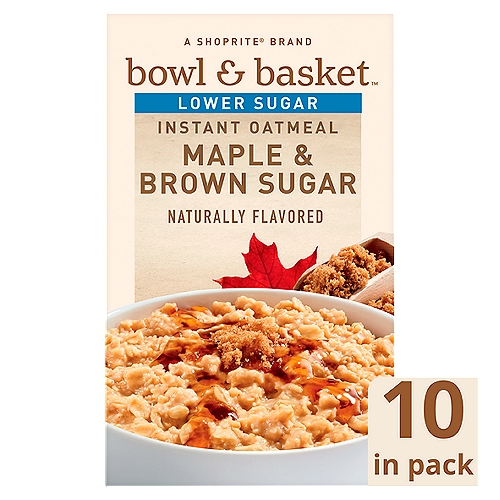 Bowl & Basket Lower Sugar Maple & Brown Sugar Instant Oatmeal, 1.19 oz, 10 count