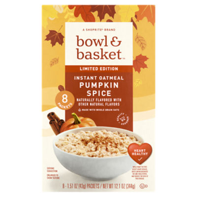Bowl & Basket Pumpkin Spice Instant Oatmeal Limited Edition, 1.51 oz, 8 count, 1.5 Ounce