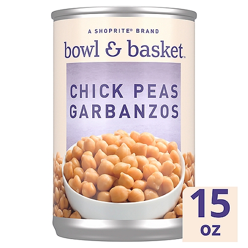 Bowl & Basket Chick Peas, 15 oz
Good Source of Fiber*
*See Nutrition Information for Sodium Content
