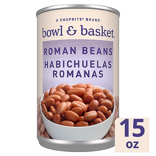 Bowl & Basket Roman Beans, Habichuelas Romanas, 15 oz
Excellent Source of Fiber*
*See Nutrition Information for Sodium Content