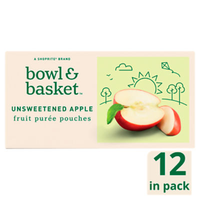 Bowl & Basket Unsweetened Apple Fruit Purée Pouches, 3.2 oz, 12 count, 38.4 Ounce