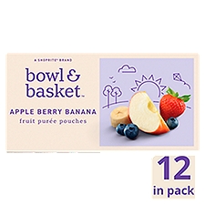 Bowl & Basket Apple Berry Banana Fruit Purée Pouches, 3.2 oz, 12 count, 38.4 Ounce
