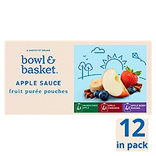 Bowl & Basket Apple Sauce Fruit Purée Pouches, 3.2 oz, 12 count
