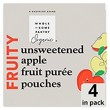 Wholesome Pantry Organic Fruity Unsweetened Apple Fruit Purée Pouches, 3.2 oz, 4 count, 12.8 Ounce