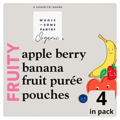 Wholesome Pantry Organic Fruity Apple Berry Banana Fruit Purée Pouches, 3.2 oz, 4 count