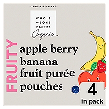 Wholesome Pantry Organic Fruity Apple Berry Banana Fruit Purée Pouches, 3.2 oz, 4 count, 12.8 Ounce