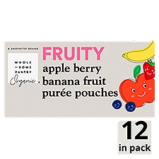 Wholesome Pantry Organic Fruity Apple Berry Banana Fruit Purée Pouches, 3.2 oz, 12 count