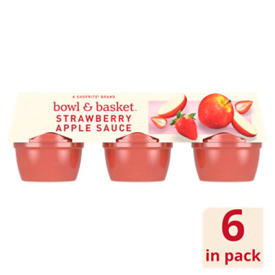 Bowl & Basket Strawberry Apple Sauce, 6 count, 24 oz, 24 Ounce
