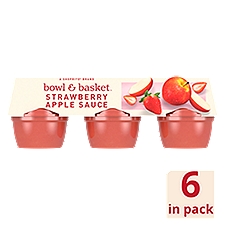 Bowl & Basket Strawberry Apple Sauce, 6 count, 24 oz, 24 Ounce