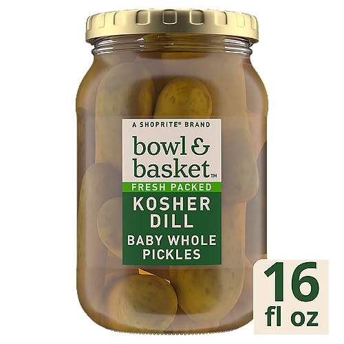 Bowl & Basket Kosher Dill Baby Whole Pickles, 16 fl oz