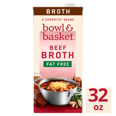 Bowl & Basket Fat Free Beef Broth, 32 oz, 32 Ounce