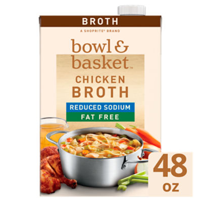 Bowl & Basket Reduced Sodium Fat Free Chicken Broth, 48 oz