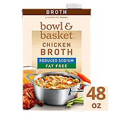 Bowl & Basket Reduced Sodium Fat Free Chicken Broth, 48 oz, 48 Ounce