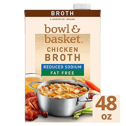 Bowl & Basket Reduced Sodium Fat Free Chicken Broth, 48 oz