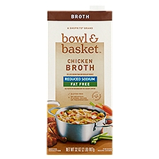 Bowl & Basket Reduced Sodium Fat Free Chicken Broth, 32 oz, 8 Ounce