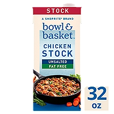 Bowl & Basket Unsalted Fat Free Chicken Stock, 32 oz, 32 Ounce