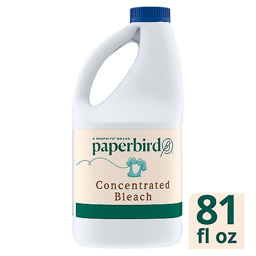 Paperbird Concentrated Bleach, 81 fl oz
Keeps whites brighter longer+
+When compared to bleach that only contains sodium hypochlorite and water.