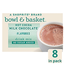 Bowl & Basket No Sugar Added Hot Cocoa Milk Chocolate Flavored Drink Mix, 0.56 oz, 8 count, 4.5 Ounce