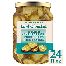 Bowl & Basket Kosher Hamburger Dill Pickle Chips, 24 fl oz, 24 Fluid ounce