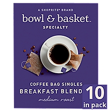 Bowl & Basket Specialty Medium Roast Breakfast Blend Coffee Bag Singles, 0.39 oz, 10 count