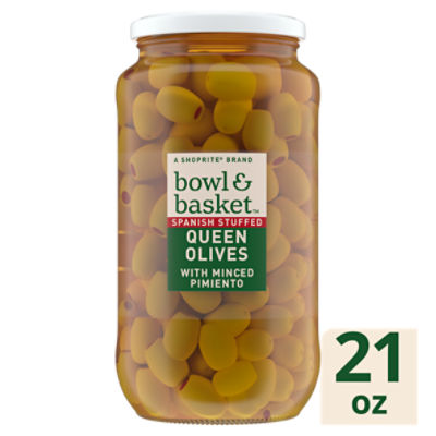 Bowl and Basket Spanish Stuffed Queen Olives with Minced Pimiento, 21 oz