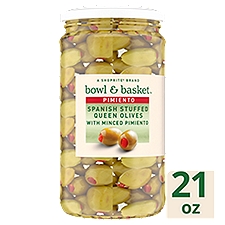 Bowl & Basket Spanish Stuffed Queen Olives with Minced Pimiento, 21 oz, 21 Ounce