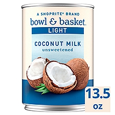 Bowl & Basket Light Unsweetened Coconut Milk, 13.5 fl oz, 13.5 Fluid ounce