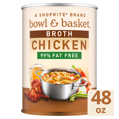 Bowl & Basket Broth 99% Fat Free Chicken Broth, 48 oz, 2.5 Ounce