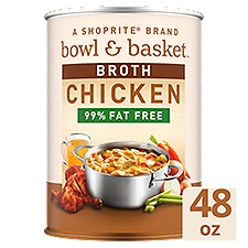 Bowl & Basket Broth 99% Fat Free Chicken Broth, 48 oz, 2.5 oz