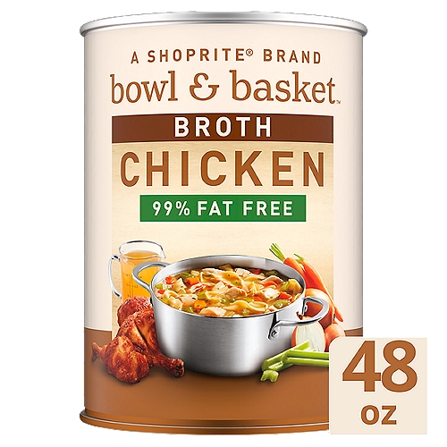 Bowl & Basket Broth 99% Fat Free Chicken Broth, 48 oz, 2.5 oz