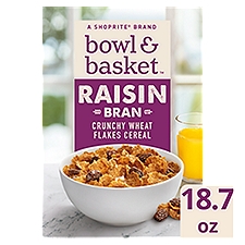 Bowl & Basket Raisin Bran Crunchy Wheat Flakes Cereal, 18.7 oz, 18.7 Ounce
