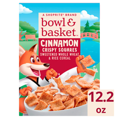Bowl & Basket Cinnamon Crispy Squares Sweetened Whole Wheat & Rice Cereal, 12.2 oz